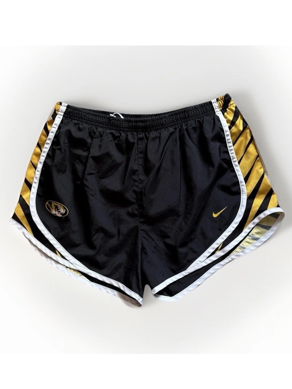 Nike Mizzou Missouri Tigers Dri-FIT Tempo Running Shorts Black Gold Size M